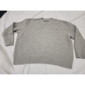 AllSaints Oversized Wool Blend Box Heather Grey Knit Sweater Womens Large